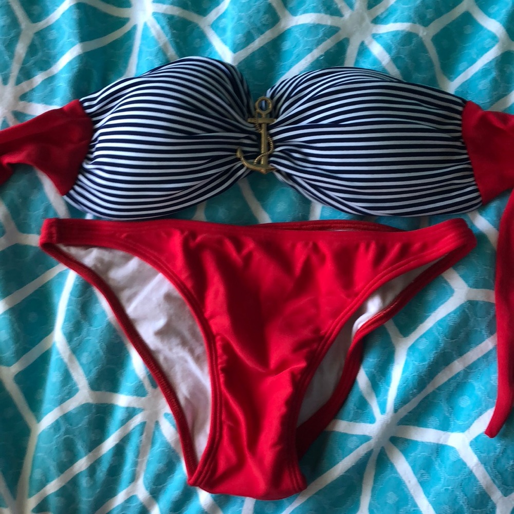 Red white blue anchor swim bikini